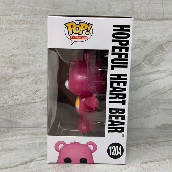 Funko Pop! Care Bears 40th Hopeful Heart Bear #1204 Glow In The Dark Pink CHASE - Picture 2 of 6